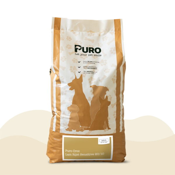 Zak Puro Croc Lam Rijst Sensitive 20/10 met goudkleurig label